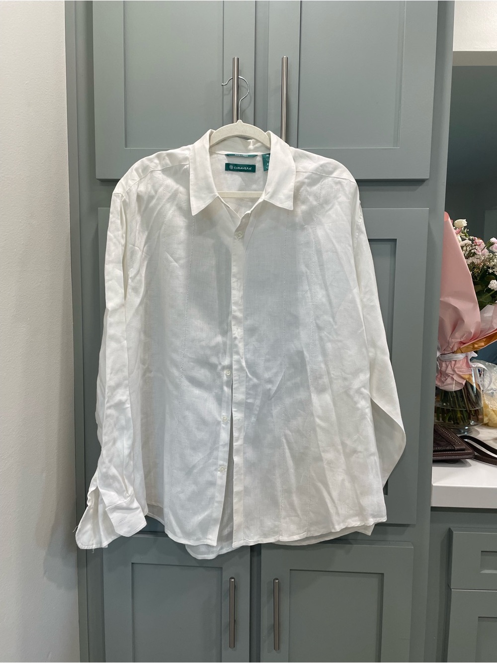Cubavera White Linen Button-Down Dress Shirt